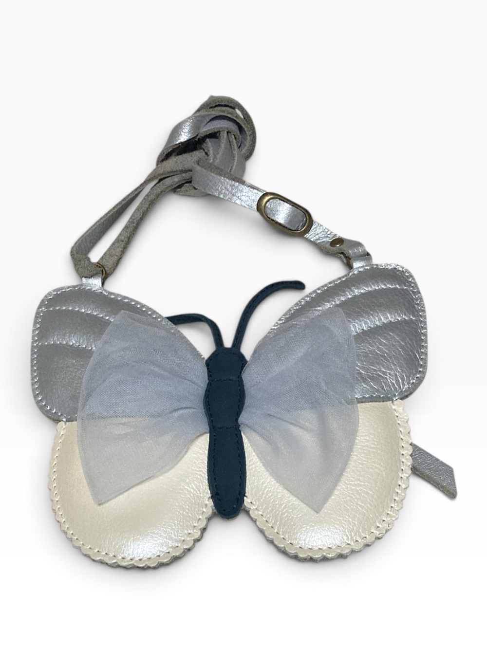 Donsje Alja Purse Vlinde Girls Silver Leather Butterfly Purse NWOT